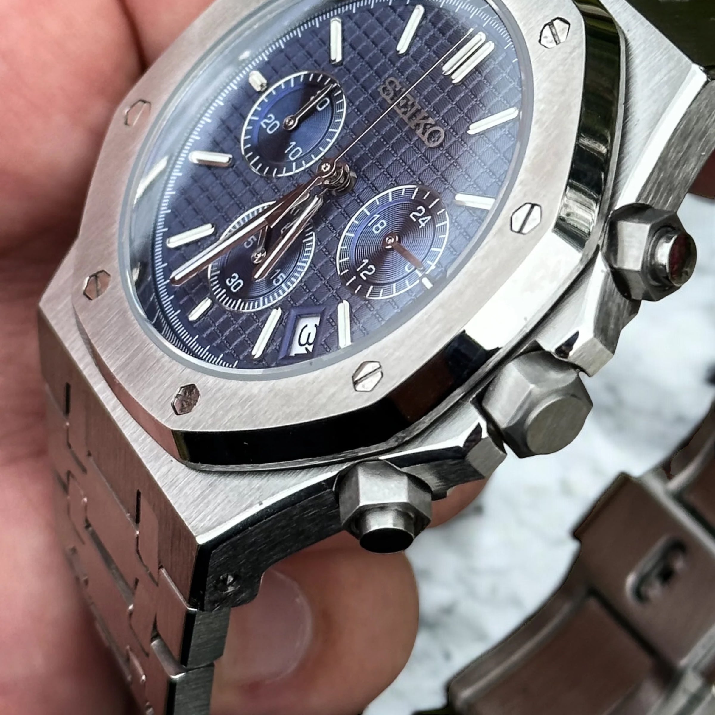 SEIKO MOD ROYAL OAK CHRONO | BLEU